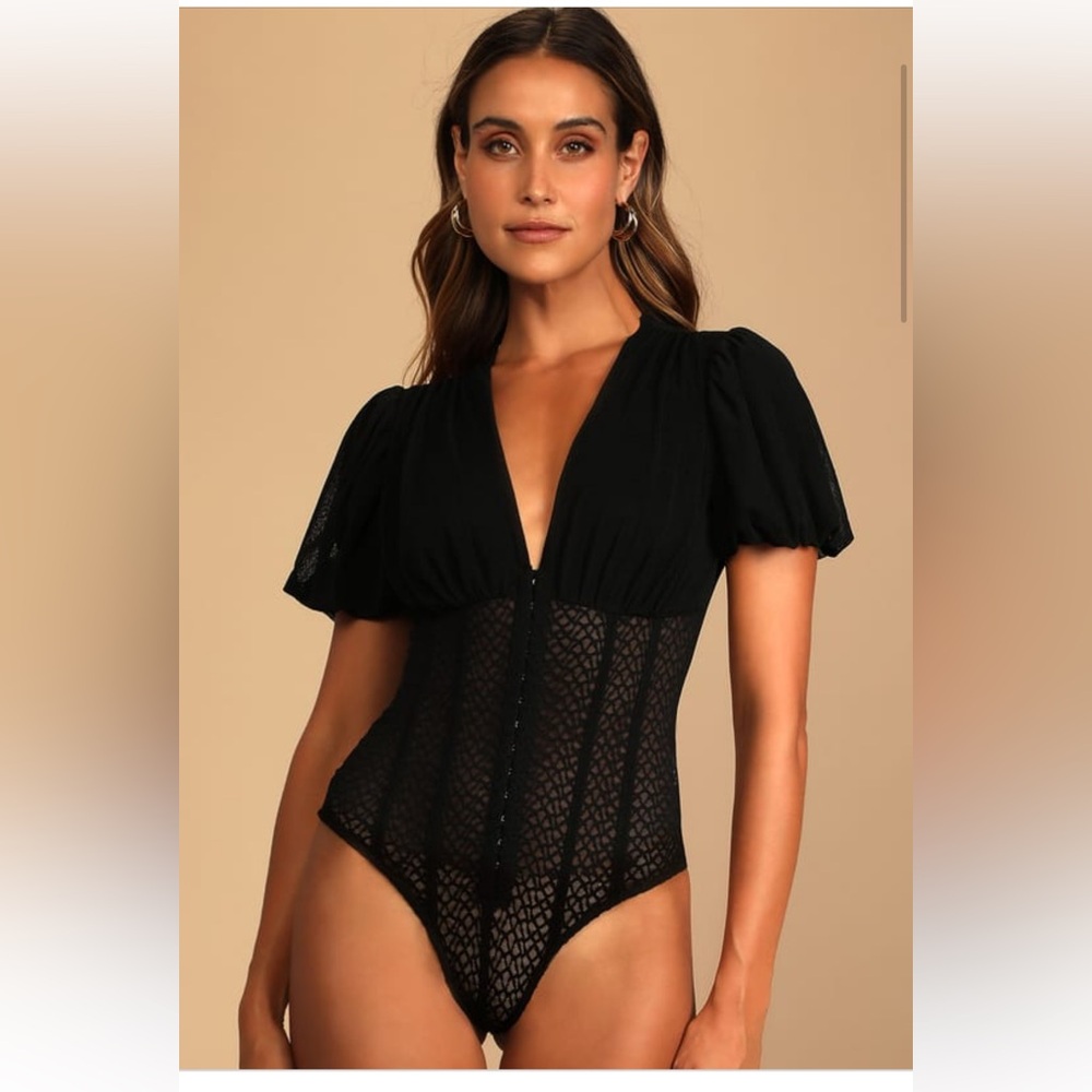 Mesh puff sleeve bodysuit from Lulus